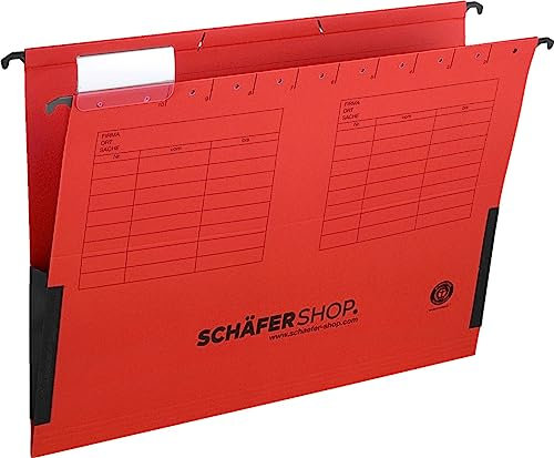 Schäfer Shop Hängetasche. DIN A4. seitliche Leinenfrösche. rot. 25 Stück