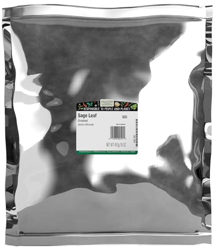 Frontier Co-op Sage Leaf, Crushed, Kosher | 1 lb. Bulk Bag | Salvia officinalis L.