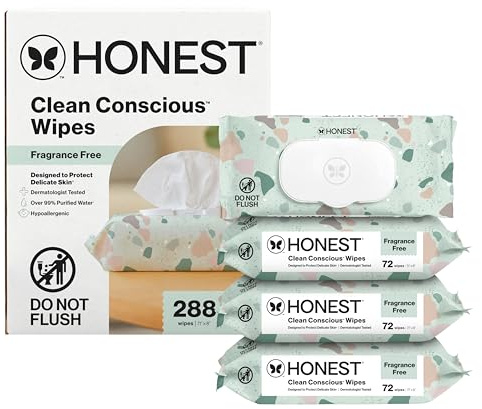 The Honest Company Hypoallergenic Multi-Use Baby Wipes for Sensitive Skin, Geo Mood, 288 Count