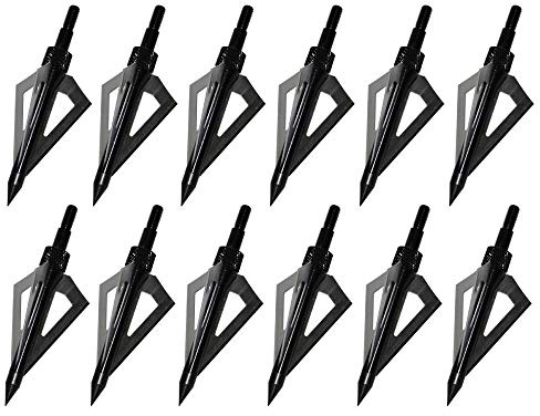 Sinbadteck Hunting Broadheads, 12PCS 3 Blades Bowhunting Broadheads 100 Grain Archery Arrow Broadhead Compatible with Traditional Bows and Compound Bows (Black)