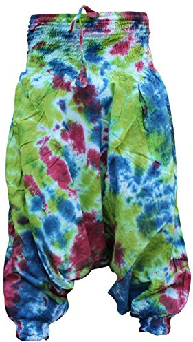SHOPOHOLIC FASHION batikfärgade haremsbyxor, färgglada yoga boho säckiga byxor hippie kläder