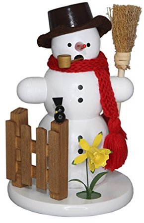 Rudolphs Schatzkiste Smoking man snow man with narcissus height of 18 cm smoke figure smoking figure Erzgebirge