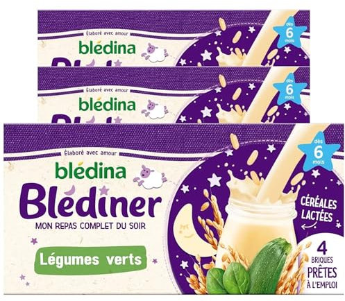Blédina Blédiner Céréales Lactées aux Légumes Verts dès 6 Mois 4x250ml - lot de 3
