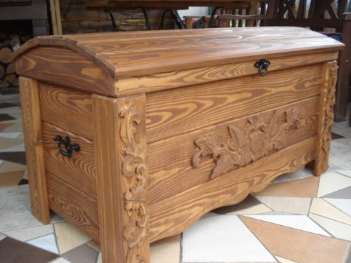 Decocraft Caja de madera para manta, mesa de café, baúl vintage, caja otomana de madera (MON2)