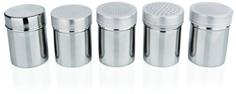 getgastro Gewürzdose aus Chromnickelstahl (0,30 Liter, 9 cm hoch, 7 cm Ø) - mit Kunststoff- oder Edelstahldeckel für Pfeffer, Salz, Parmesan oder Puderzucker
