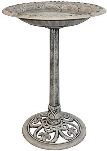 Eurotrade W Ltd Stone Effect Traditional Ornamental Plastic Pedestal Free Standing Wild Bird Bath Outdoor Garden Feeder