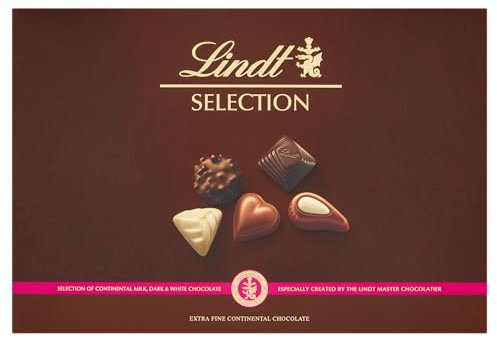 Lindt Selection Extra Fine Continental Chocolate Box Extra Large - 40 Assorted Milk, Dark and White Chocolates, 427g - Gift Present or Sharing Box - Birthday, Celebrations, Congratulations, Thank you