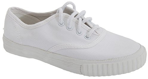Dek Junior Lace 4 Eyelet Classic School Plimsolls - White Canvas, Mens UK 11 / EU 45
