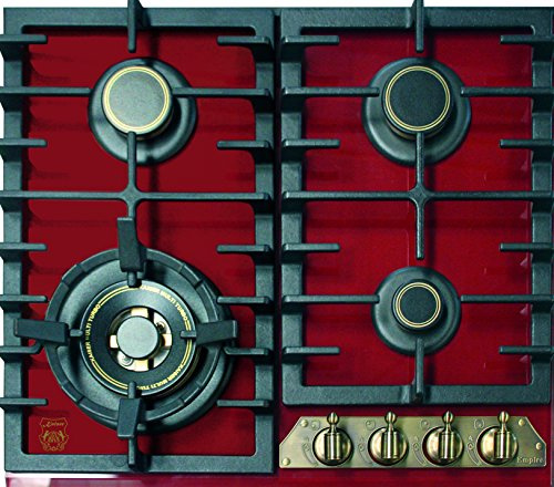 Kaiser Empire KCG 6335 RotEm Plaque de cuisson à gaz 60 cm/exclusif/Cuisinière / 4 brûleurs - 3,8 kW WOK/Gaz naturel et propane possibles - Plaques de cuisson en Verre trempé/Qualité Supérieure