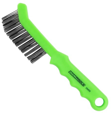 OEMTOOLS 25435 Brake Caliper Steel Wire Brush, Wire Brushes for Cleaning Rust, Angled Slim Design for Tight Areas, Molded Handle Grip