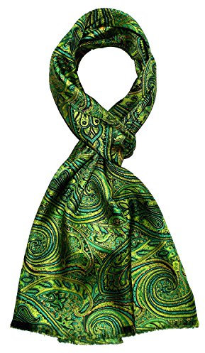 Lorenzo Cana Herren Schal 100% Seide in harmonischen Gruen Toenen bedruckt doppellagig Seidenschal Seidentuch Maennertuch im Dandy Style 30 cm x 160 cm - 8914011