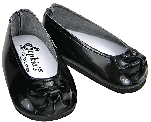 Sophia's Faux Patent Leather Dress Shoes with Upper Bow Detail for 18 Inch Dolls, Black