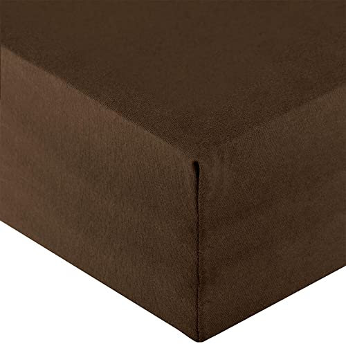 aqua-textil Royal Spannbettlaken Boxspringbett Wasserbett 180x200-200x220 cm dunkel braun 210g/qm Jersey Mako Baumwolle Elasthan Spannbetttuch