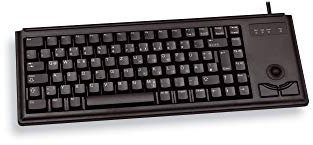 CHERRY G84-4400, Kompakte Tastatur mit Trackball, Deutsches Layout (QWERTZ), Kabelgebunden (PS/2-Anschluss), 2 Maustasten, Mechanische ML Switches, Schwarz