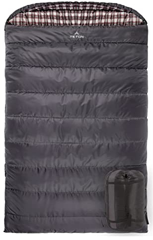TETON Sports Saco de Dormir Doble, Adultos Unisex, Gris (Forro de Franela de algodón), Mammoth 0F