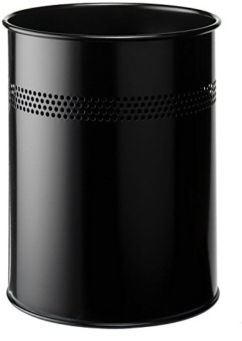 Durable Papperskorg i Metall, Rund Skräpkorg, 15 Liter, svart, 330001 | Tillverkad av högkvalitativ plåt, för kontor, hotell och konferensrum, klassisk rund form, 15 liter volym, Made in Germany