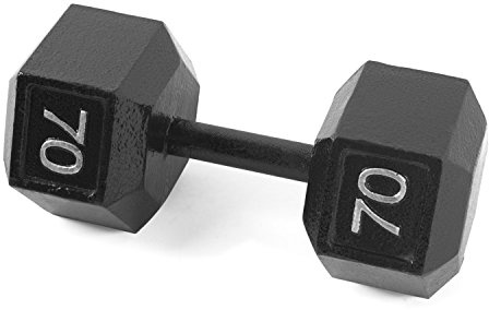 CAP Barbell Cast Iron Hex Dumbbell, Black, Single, 70 lb
