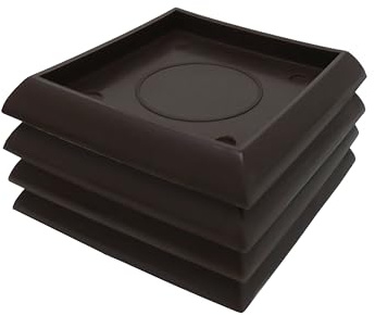 SoftTouch 2 Square Reusable Furniture Caster Cups for Couches, Chairs, Tables on Carpet or Hard Surfaces, Furniture Wheel Caster Cups with Vinyl Base, Set of 4, Brown