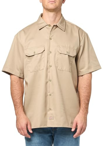 Dickies Men's Short Sleeve Work Shirt - Beige - Medium