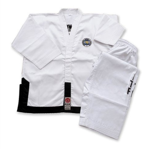 Playwell Marziale Arti Itf Taekwondo Cintura Nera (Primo - 3 Dan ) Completo - Bianco, 4/170cm