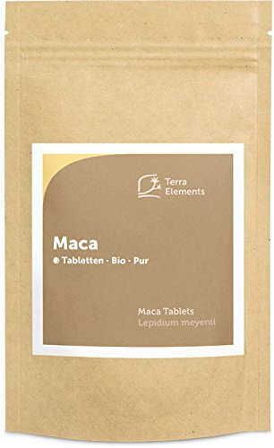 Terra Elements Bio Maca Tabletten (500 mg, 240 St) I Gelbe Maca-Wurzel aus Peru I 100% rein I Vegan I Rohkost