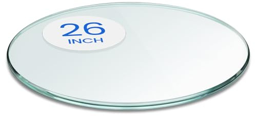 Dulles Glass 26 inch Round Glass Table Top - Tempered - 3/8 Thick Glass Surface, Safe Pencil Edge, Multipurpose for Dining Table, Patio, Coffee and End Table