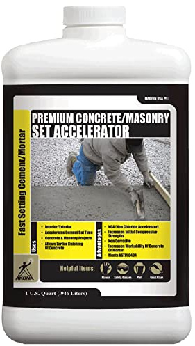Akona Concrete/Masonry Set Accelerator - Fast Setting Additive, Accelerates Curing Time, Ideal for Cold Weather, Concrete & Masonry Projects (Quart, 1)