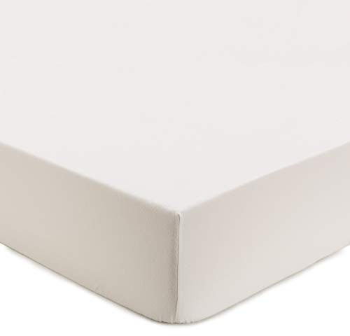 URBANARA Premium Flanell Spann-Bettlaken Montrose 160x200 cm - 100% Baumwolle, Standard 100 by Oeko Tex Zertifiziert, Feinbiber Spannbetttuch, Matratze bis 25 cm Höhe, Creme-Weiß