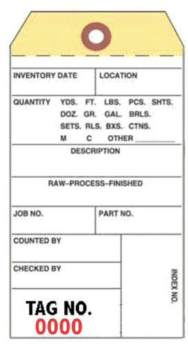 Inventory Tags - Two-Part Carbonless NCR, 3-1/8 x 6-1/4, Box of 500, Numbered 0000-0499