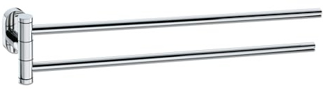 kela Handtuchhalter Wandmontage 43cm, bewegbar, Handtuchhalter ohne Bohren, zweiarmig, Handtuchstange, LUCIDO, Edelstahl glänzend