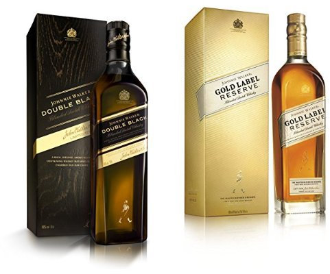 Johnnie Walker Double Black and Gold Label Blended Scotch Whisky 70cl