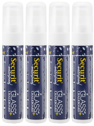 Securit SMA820-V4-WT delar vattentätt glas och svarta tavlan markör plånbok, vit, stor 7-15 mm spets, 4 st, 4-pack