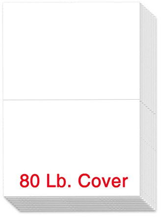 Blank Half Fold Greeting Cards - 8.5 x 5.5 Inch Heavyweight White Card Stock Paper - for Birthday, Wedding, Holiday, Anniversary Invitations, and All Occasions - Bulk Pack of 100 Cards