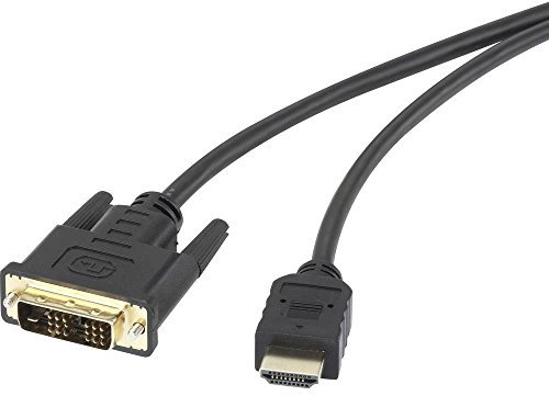Renkforce HDMI/DVI Anschlusskabel 1.80m RF-4212216 vergoldete Steckkontakte, schraubbar Schwarz [1
