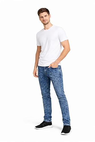 True Face Mens Jeans Slim Fit Stretch Trousers Denim Pants Cotton Bottoms Zip Fly 5 Pockets Western Casual Wear Elasticated All Waist & Leg Sizes in Grey, White, Blue, Black