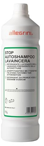 Allegrini Stop Autoshampoo Lavaincera Shampoo Cera Auto Lavaggio Professionale Sapone Detergente Auto e Moto Schiumogeno Pulisce Lucida e Protegge Profumo Agrumato 1000 ml
