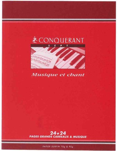 ONQUERANT - 1 Cahier de musique et chants (Grands carreaux & portées), 17x22cm, 24 pages