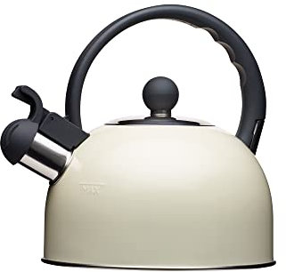 KitchenCraft Living Nostalgia Stove Top Kettle, Silbante, Inducción, Garantía KitchenCraft de 10 años, Metal, 1.3 Litros, Crema