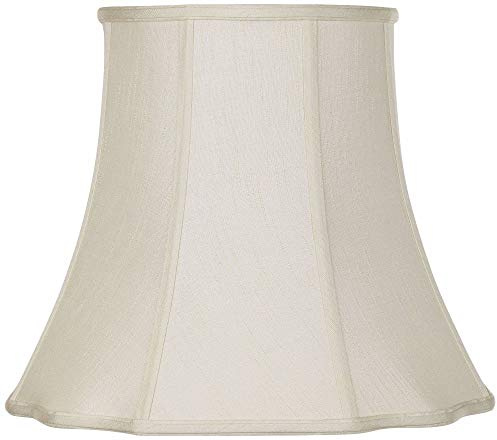 Creme Large Bell Cut Corner Lamp Shade (Pre-Assembled) 10 Top x 16 Bottom x 14 Slant x 13.5 High (Spider) Replacement with Harp and Finial - Springcrest