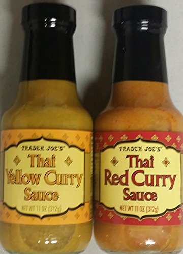 Trader Joes Red and Yellow Thai Curry Sauces (Set of 2) with Decorative Luncheon Napkins