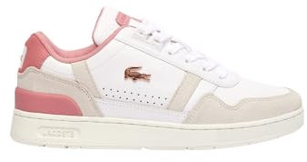 Lacoste Herren Low-Top Sneaker T-Clip 0120 2 SMA, Männer Halbschuhe,schnürschuhe,schnürer,Business,Freizeit,WHT/LT PNK (1Y9),39 EU / 5.5 UK