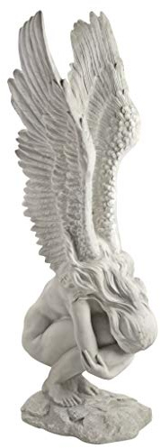 Design Toscano Remembrance and Redemption Angel Religious Indoor/Outdoor Garden Statue, From Base to Top of the Wings Nearly 3 feet tall! Tall, Cast Stone Resin, Antique Stone Finish