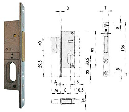 CISA 44240-18-0 SERRATURA INFILARE CILINDRO OVALE F16