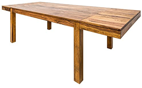 riess-Ambiente.de Massivholz Esstisch Pure 160-240cm Natur Sheesham Stone Finish mit Ansteckplatten Tisch Konferenztisch Holztisch