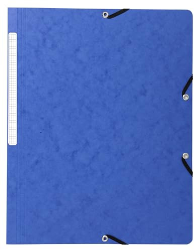 Exacompta - Réf. 55412E - Paquet de 10 chemises à élastiques sans rabat - pochettes en carte lustrée 355 g/m² - dimensions 24 x 32 cm pour documents au format A4 - couleur bleu