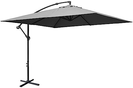 Alice's Garden - Parasol déporté carré 3x3m - Hardelot 3x3m - Gris - Manivelle anti-retour | Toile déperlante | Facile à utiliser