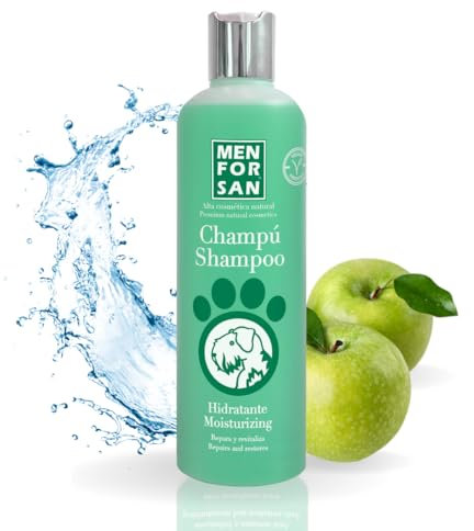 Menforsan Feuchtigkeitsshampoo für Hunde | Spendet Intensive Feuchtigkeit | Sorgt für Glanz | Revitalisiert und repariert | Beseitigt schlechten Geruch | Apfel | 300 ml