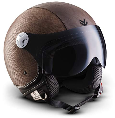 ARMOR HELMETS® AV-84 „Ranger“ · Jet-Helm · Motorrad-Helm Roller-Helm Scooter-Helm Moped Mofa-Helm Chopper Retro Vespa Vintage Pilot Biker Damen · ECE 22.05 Visier Schnellverschluss Tasche XS (53-54cm)