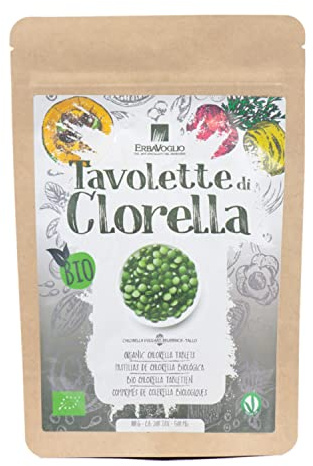 Erbavoglio Tavolette di Clorella Bio - 100 g - Alimento biologico - Detossificante naturale, ideale per purificare l’organismo e supportare l’energia Comode e pratiche da assumere.