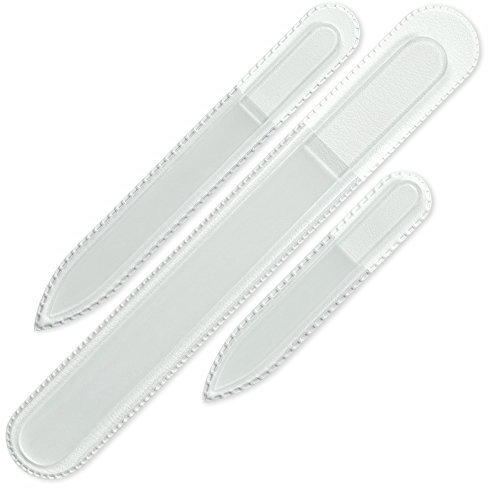 Mont Bleu Set di 3 lima per unghie in vetro - vero cristallo di Boemia temperato - Fatto a mano in Repubblica Ceca - lime per unghie professionale